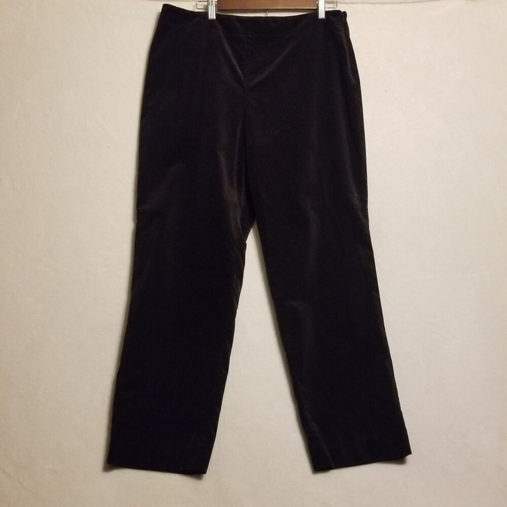 Talbots 14P Petite Pants Black Classic Velvet Side Zip Slim Holiday Preppy